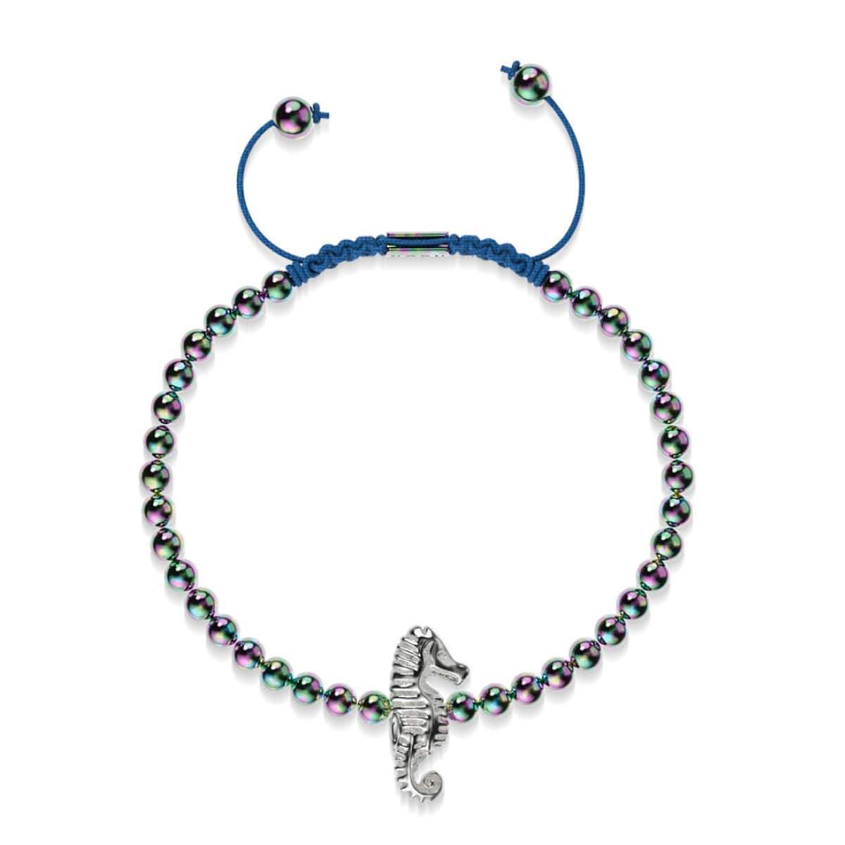 Riff | Einhorn Silber | Seepferdchen Makramee Charmballa Armband